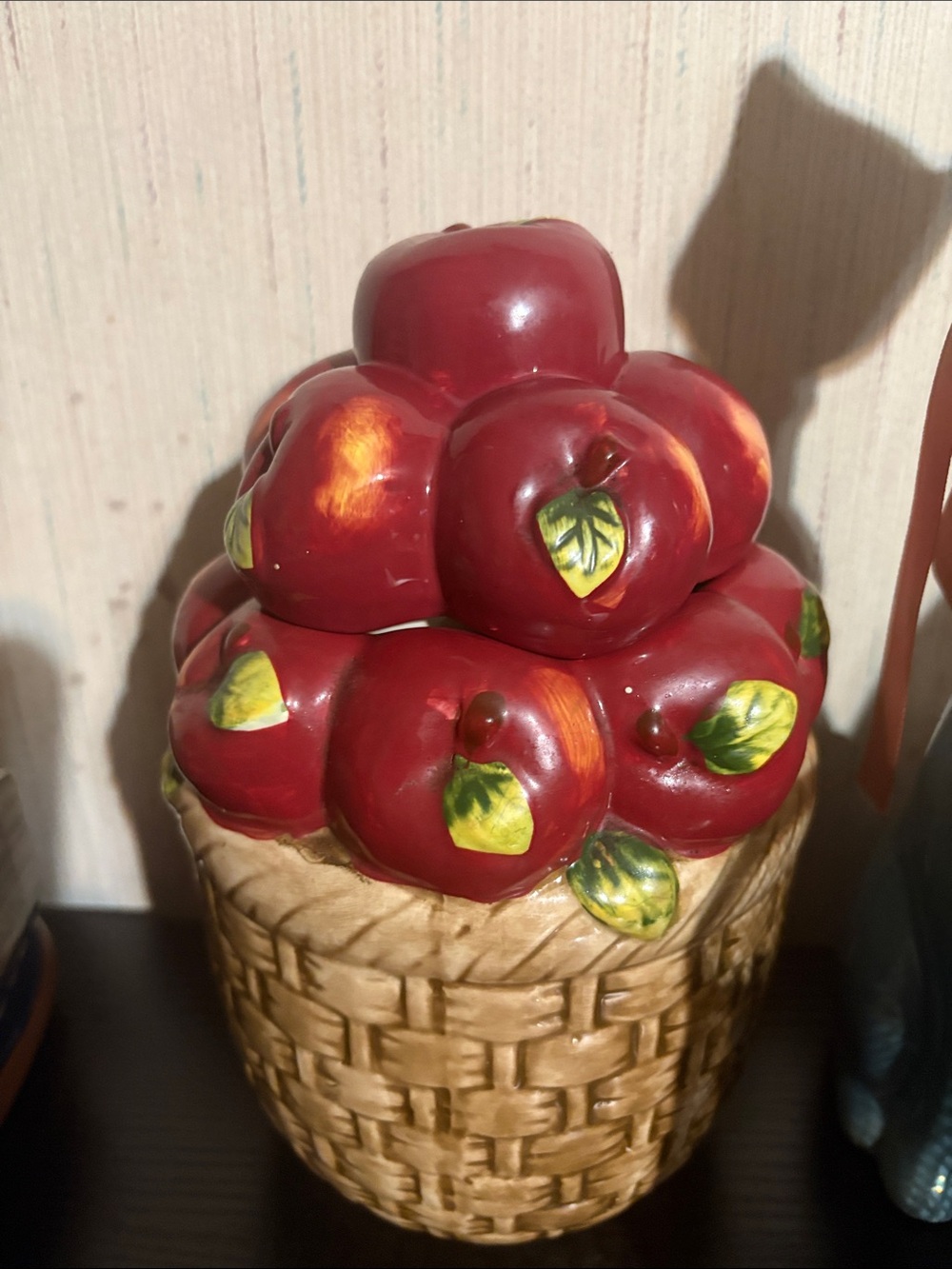 Decorative Red Apple Basket Ceramic Accent - Home Accents